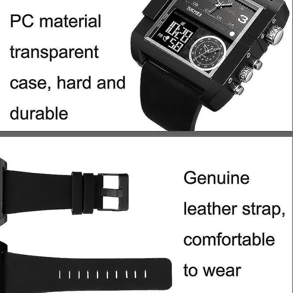 Skmei 2021 Square Large Dial Watch för män Transparent Pink