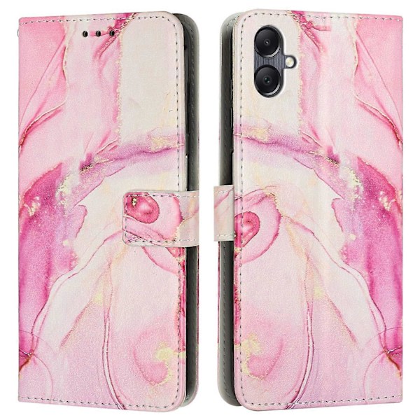 Til Samsung Galaxy A06 Stand Case Marmormønster PU Læder Wallet Telefon Cover med Håndledsrem Multicolor Rose Gold