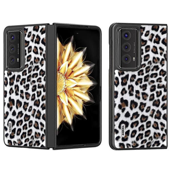 För Honor Magic V2 5G Leopardtryck Repskydd PU Läder+PC Mobilskal Multicolor Style C