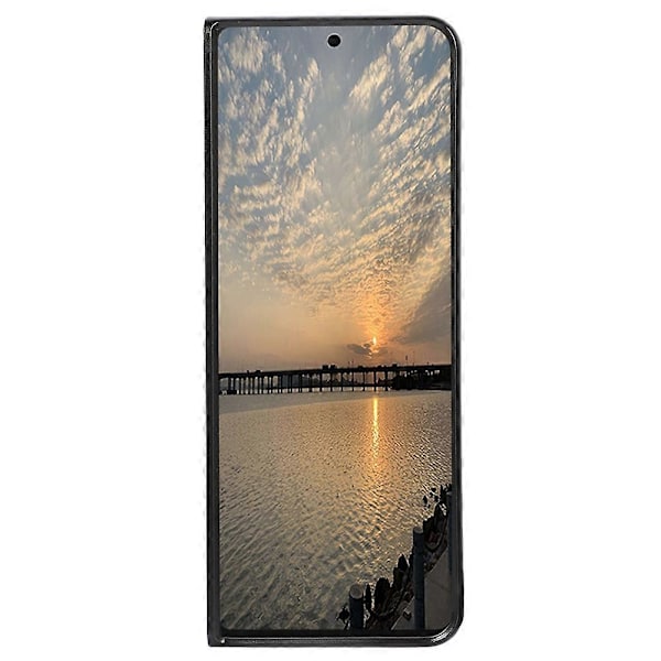 PC+Äkta Läder Baksida Mobilskal Fodral för Samsung Galaxy Z Fold3 5G Tättslutande 180-Graders Vikning