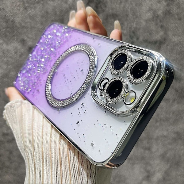 Magnetiskt skal för iPhone 13 Pro, skyddande TPU+PC glitterfodral Multicolor Style A