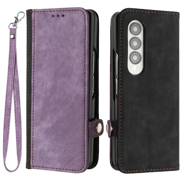 För Samsung Galaxy Z Fold3 5g Pu Läder Phone case Korthållare Cover Purple