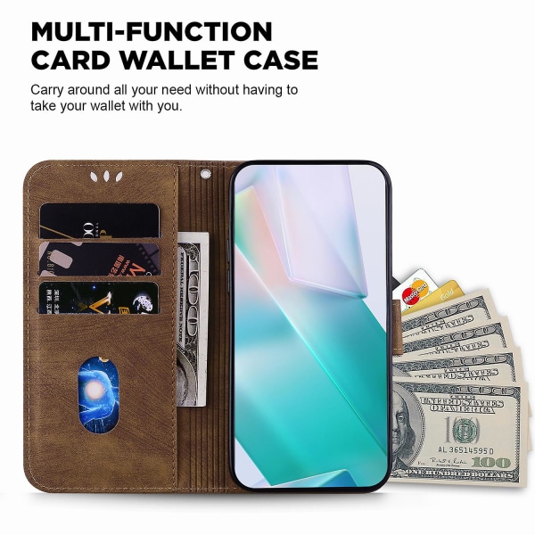 Til Samsung Galaxy A13 5g Præget PU Læder Cover Wallet Stand Telefon Cover Brown