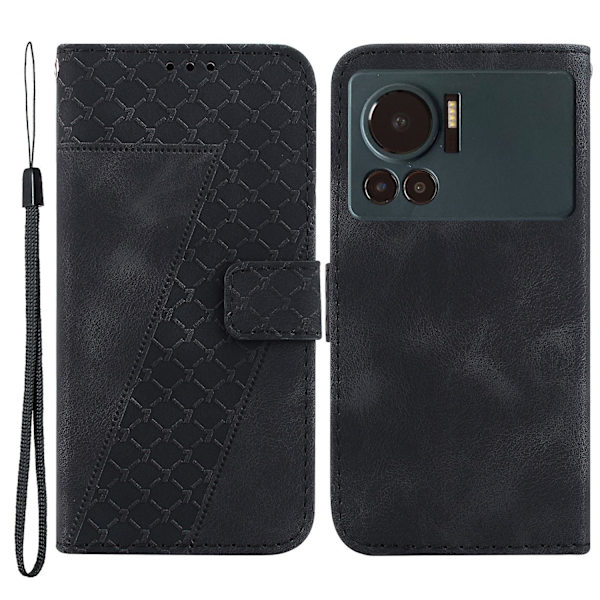 För Infinix Note 12 Vip 4g Tpu+pu Cover Stativ med tryckt plånbok Phone case Shell Black