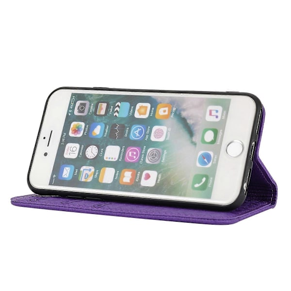 Självabsorberande vävd textur plånboksfodral med handledsrem och stativ för iPhone SE