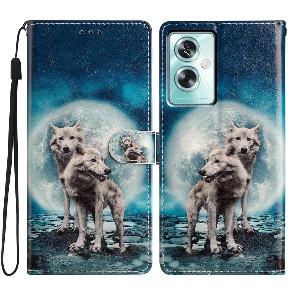 För Oppo A79 5g / A2 5g Färgglad case med kortplats Two Wolves