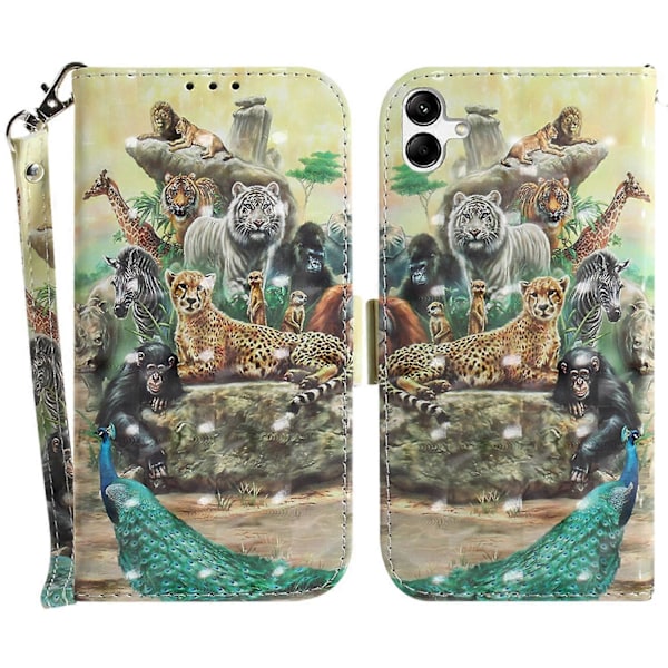 PU læder etui med rem til Samsung Galaxy A04e 4G/F04 4G/M04 4G - Anti-ridse pung telefoncover Multicolor Style H