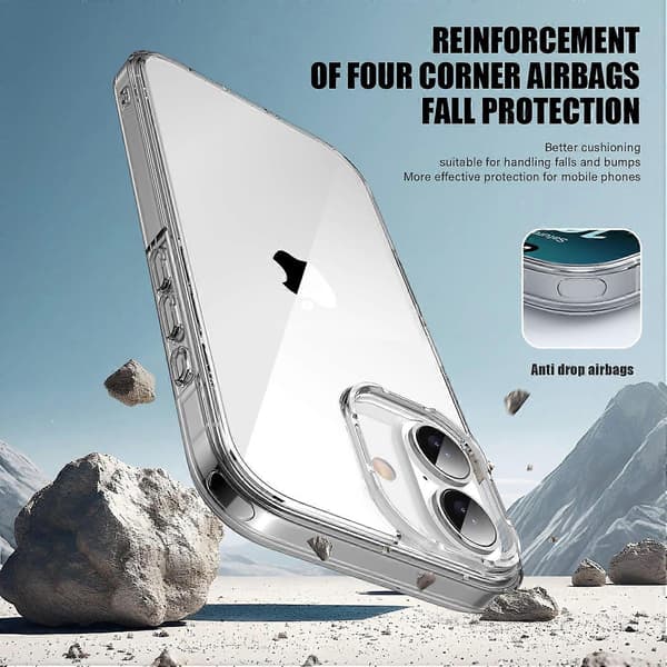 Aurora-serien Deksel til iPhone 16 TPU+PC Krystallklar Bakside - Lilla Multicolor Blue