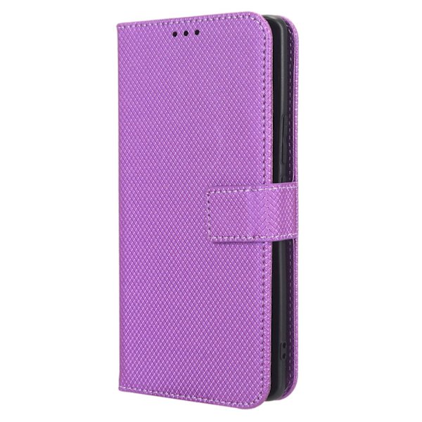 For Honor 80 5g Diamond Texture Pu Läder Phone case Vikbart stativ Magnetlås Cover Purple