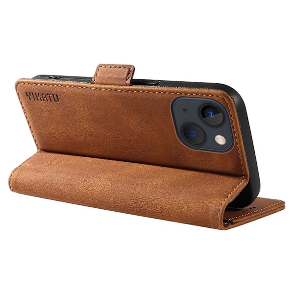 YIKATU YK-005 Skinnkänsla PU Läder Plånboksfodral med Stötsäkert Ställ för iPhone 15 Multicolor Style C