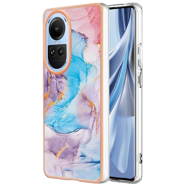 Phone case för galvanisering till Oppo Reno10 5g (global) Marmor Blommönster Mjukt TPU- cover Milky Way Marble Blue