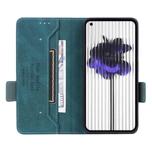Nothing Phone (2) -puhelimelle tarkoitettu Hardware Decor -läppäkotelo, PU-nahkaa, jalustalla ja lompakolla Blue
