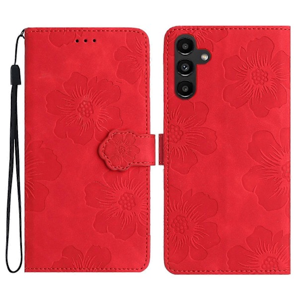 Blomstermønstret stødsikkert PU læder wallet cover med stativ til Samsung Galaxy A14 5G Multicolor Style D