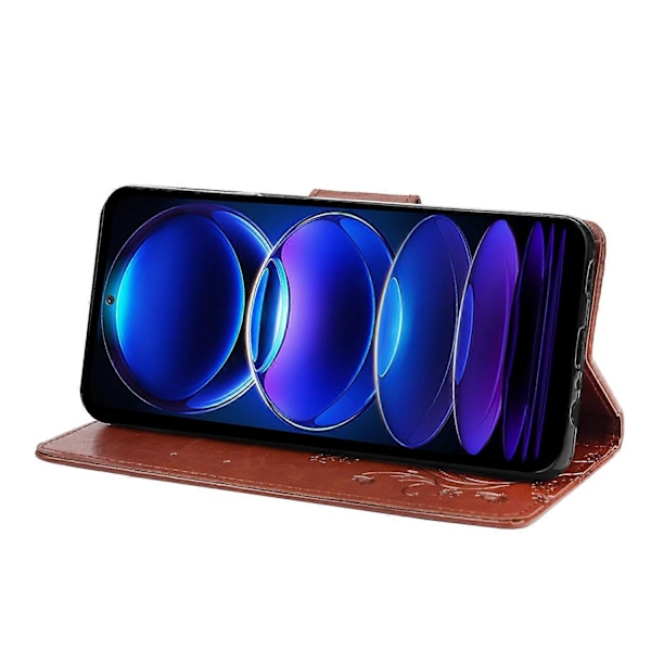 För Xiaomi Redmi Note 12 Pro+ 5G Ställ Telefonfodral PU Läder Blomma Fjäril Präglat Plånboksfodral Multicolor Style G