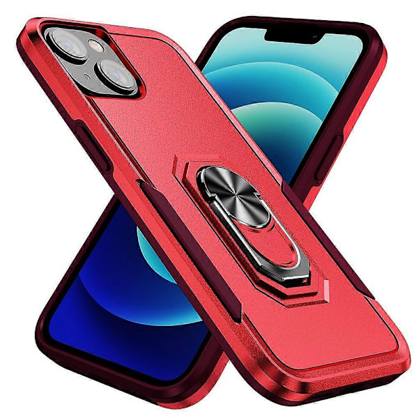 iPhone 15 PC+TPU Iskunkestävä Suojakuori Pudotussuojaava Puhelinkotelo Sormuksella ja Jalustalla Multicolor Style C