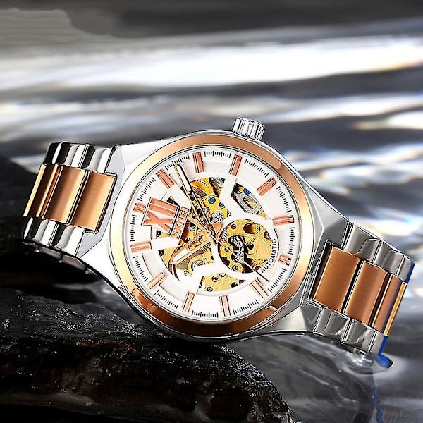 Skmei 9258 Män Automatisk Mekanisk Watch Silver Shell Black Surface