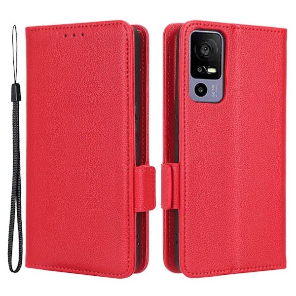 Læder Smartphone Etui til TCL 40R 5G, Dobbelt Magnetisk Lås Flip Wallet Stand Telefon Cover Multicolor Style D