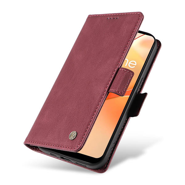 Pu Phone case för Realme C31 Wallet Skin-touch Flip Stand Cover Wine Red