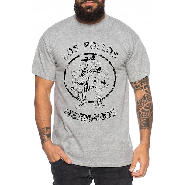 Used Look Los Pollos Heisenberg T-shirt herr Hermanos Bad Mr White Breaking -vuxen, 3xl Heather Grey XXL
