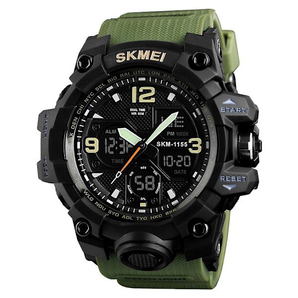 SKMEI 1155B Quartz Digitalt Elektronisk Herreur Mode Afslappet Udendørs army green