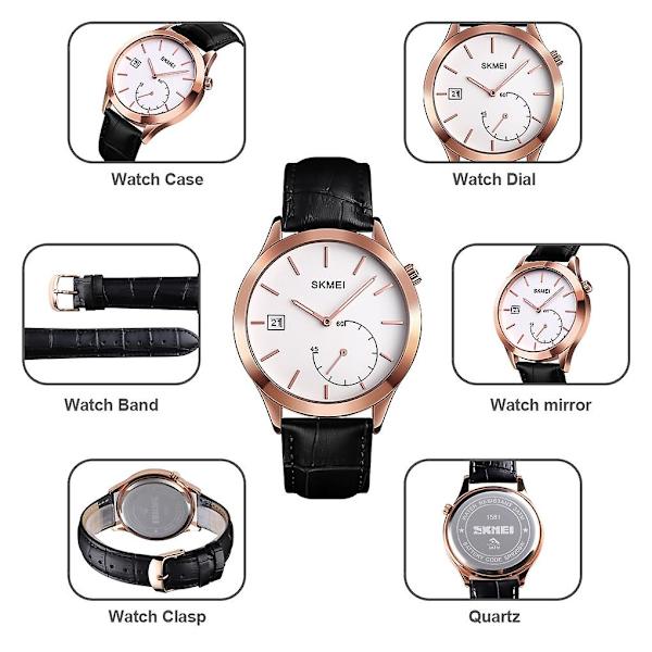 Skmei 1581 Creative Fashion Watch Enkel Casual Outdoor Sports Vattentät tvåstifts watch Gold Coffee