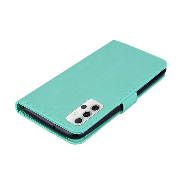 Imprint Blomst Ugle Mønster Stand Læder Wallet Case Cover til Samsung Galaxy A32 5G/M32 5G