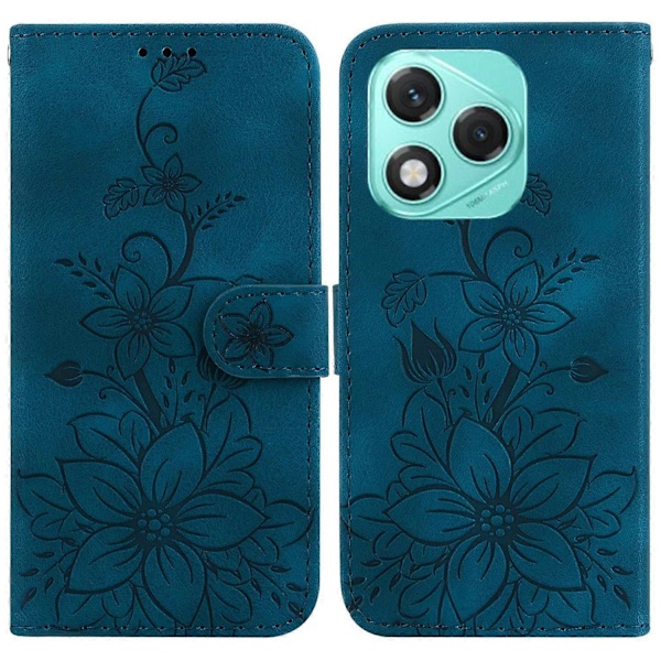 Fodral till Honor 400 Lite Lily Flower-tryck Läder Telefonskal med Ställ Multicolor Dark Blue