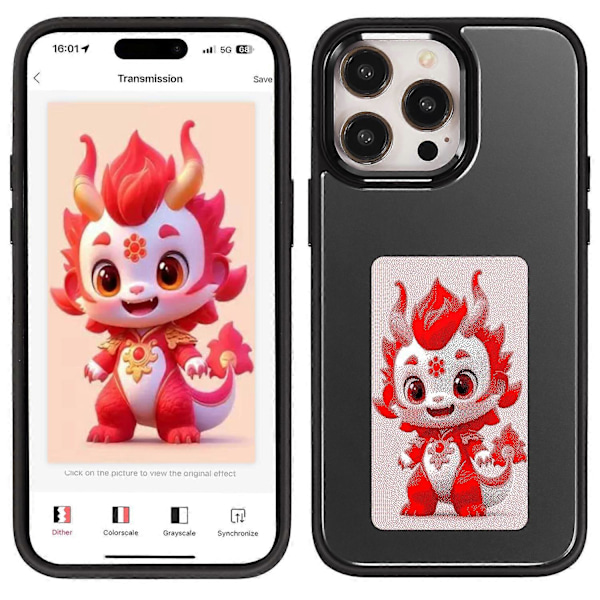 Til iPhone 15 Pro Max Telefon Cover NFC Tilpasset Cover 3-Farvet E Ink Cover DIY Smart Display