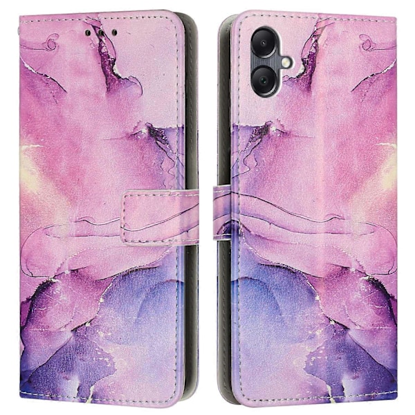 Til Samsung Galaxy A06 Stand Case Marmormønster PU Læder Wallet Telefon Cover med Håndledsrem Multicolor Purple