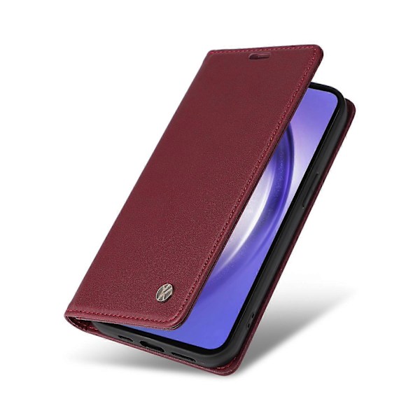 YIKATU YK-001 Magnetisk bokdeksel i lær med stativ til Samsung Galaxy A55 5G Multicolor Wine Red
