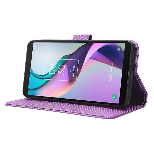 För Tcl Ion X Diamond Texture Läder Phone Case anti-scratch Cover Purple