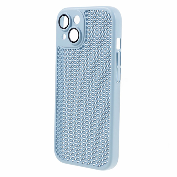 For Iphone 14 Hul Varmeavledning Deksel Anti-ripe PC Telefondeksel Med Linsefilm Cyan