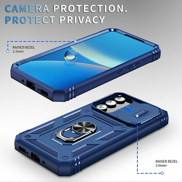 Samsung Galaxy A54 5G PC TPU -kotelo, jossa jalusta, iskunkestävä suojus korttipaikalla ja linssinsuojalla Multicolor Style G