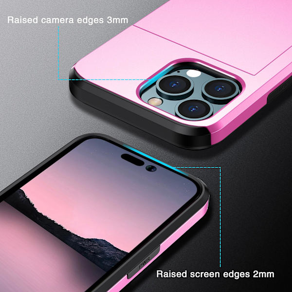 Skjutkortshållare Cover För Iphone 15 Pro, Tpu + PC Dual Layer Case Pink