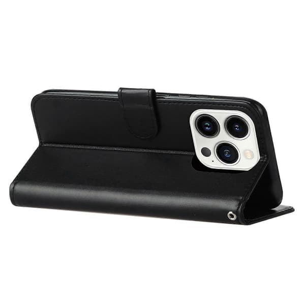 Solid farve PU læder wallet cover med anti-ridse flip stand til iPhone 15 Pro