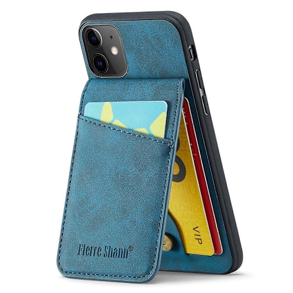 FIERRE SHANN Kickstand -puhelinkotelo iPhone 11:lle PU-nahkaa+TPU-korttipaikkakotelo Multicolor Style F