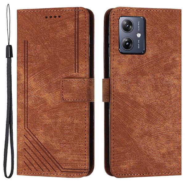 Skin-touch- case för Motorola Moto G54 5g Cover Pu-läderställ Telefonskal Brown