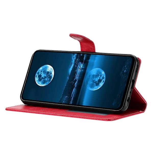 Læderetui med pung og stativ til Motorola Moto G15 4G med praktisk rem Multicolor Rose