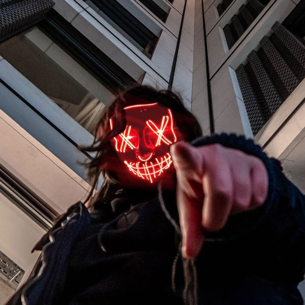 Halloween Neon Led Purge Mask Masque Masquerade Party Masks Light Grow in the Dark Skräckmask Glödande Masker Red