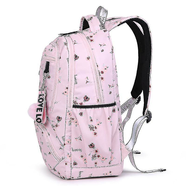 Stor Skolesekk Søt Student Skolesekk Trykt Vanntett Ryggsekk Barneskoletasker For Tenåringsjenter Barn Mochila A- Snngv Pink flower