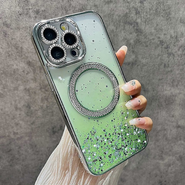Magnetiskt skal för iPhone 13 Pro, skyddande TPU+PC glitterfodral Multicolor Style E