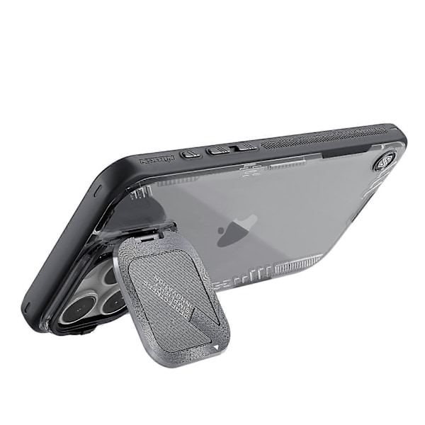 NILLKIN Iceblade Prop iPhone 16 Pro -kotelo PC+TPU puhelinkuori linssisuojalla ja jalustalla - Vihreä Multicolor Black