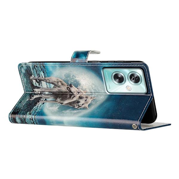 För Oppo A79 5g / A2 5g Färgglad case med kortplats Two Wolves