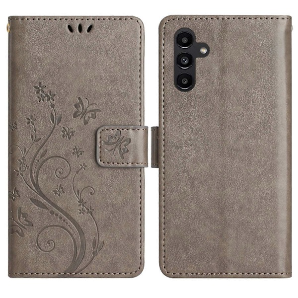 Samsung Galaxy S24 FE -kotelo PU-nahkainen puhelinlompakkokotelo hihnalla- Multicolor Grey