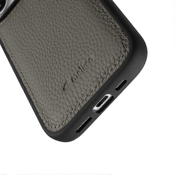 MELKCO Skal för iPhone 16 Plus Äkta Läderklätt PC-Mobilskal - Grön Multicolor Grey