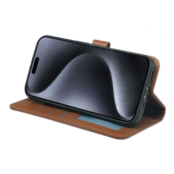 Til iPhone 16 Pro Max Wallet Case Magnetisk Lukning Læder Telefon Cover med Rem - Grøn Multicolor Brown