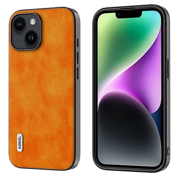 Stöttåligt skal för iPhone 14 Plus Läderbelagt TPU+PC Skyddande Mobilskal Multicolor Style D