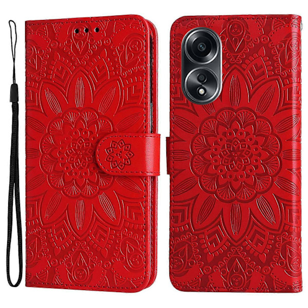 Mobiltelefonetui til Oppo A58 4G, Wallet Stand Shell PU Læder Solsikke Præget Telefoncover Multicolor Style A