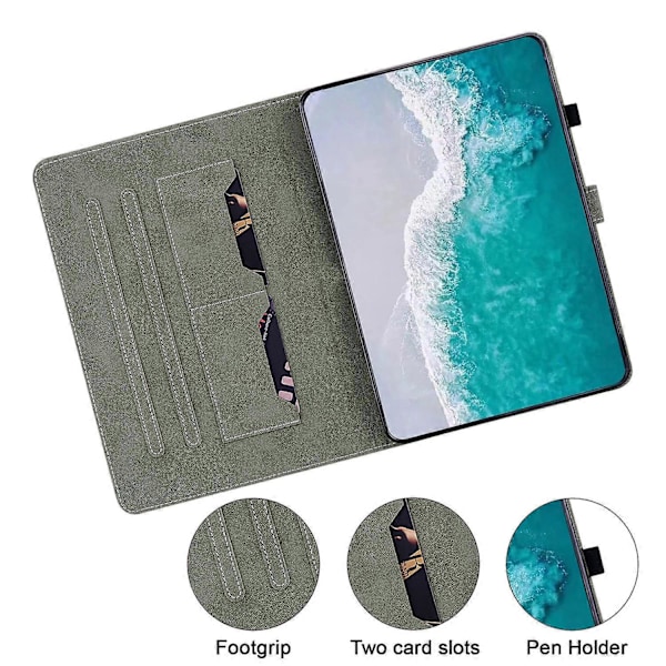 For Samsung Galaxy Tab A9 Lærdeksel Søtt Tigeravtrykk Justerbart Stativ Nettbrettveske Multicolor Style E
