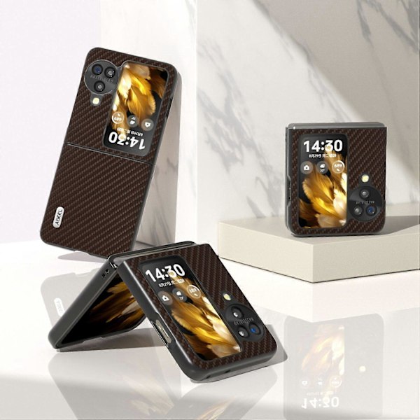 Oppo Find N3 Flip 5G PU-nahkapäällysteinen PC-kotelo hiilikuitukuvioinen suojapuhelinkotelo Multicolor Style F